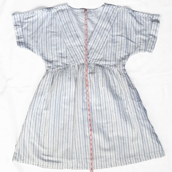 Madewell White Striped V-Neck Dress - Picture 9 of 9